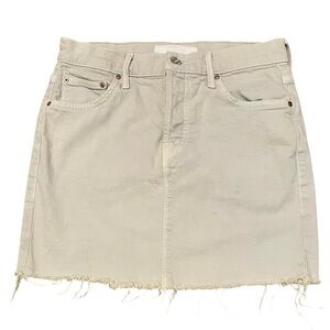 MOTHER The Vagabond Fray Denim Mini Skirt Bleached Bone Off-White size 23